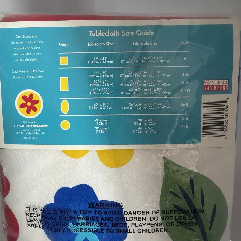 Vtg Beyond Tropical Island Flowers Vinyl Tablecloth 60×102″ Oblong NEW‎ Y2K